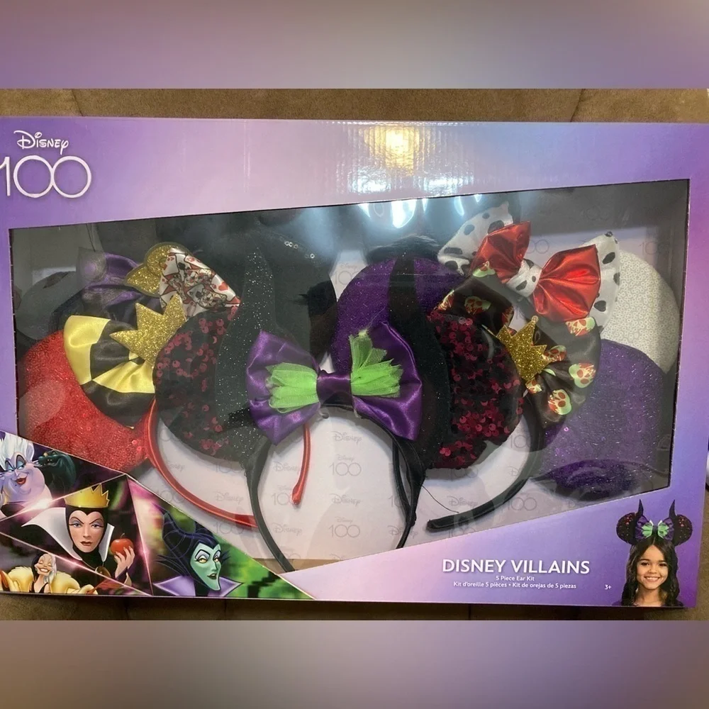 Disney 100th anniversary Disney Villains 5 Piece Ear Headband Box Set